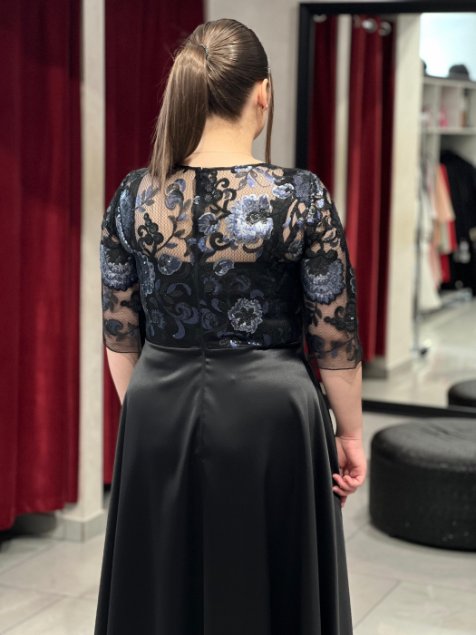 Rochie neagra cu paiete bleumarin mod.555 [4]