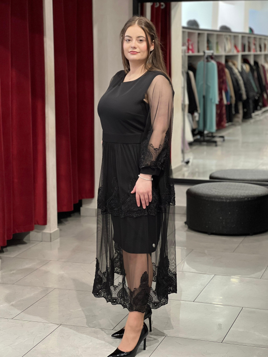 Rochie neagra tulle cu dantela Line [4]