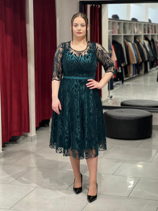 Rochie verde insertii catifea mod.418 [1]