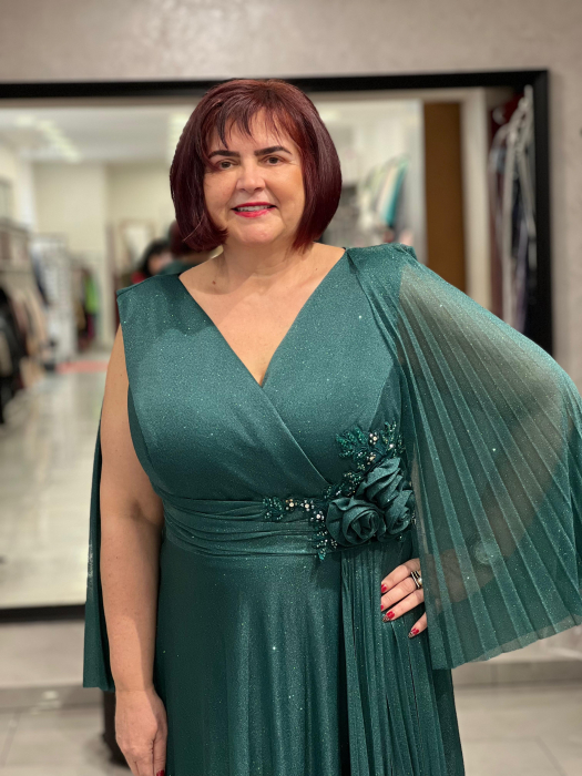 Rochie lunga verde cu sclipici 2514 [2]