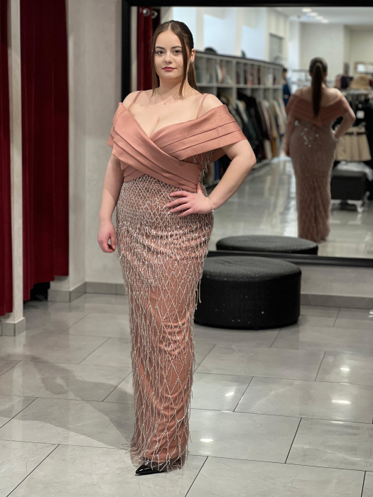 Rochie lunga roz cu franjuri 5867 [3]