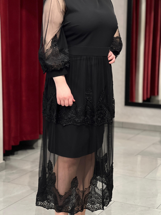 Rochie neagra tulle cu dantela Line [5]