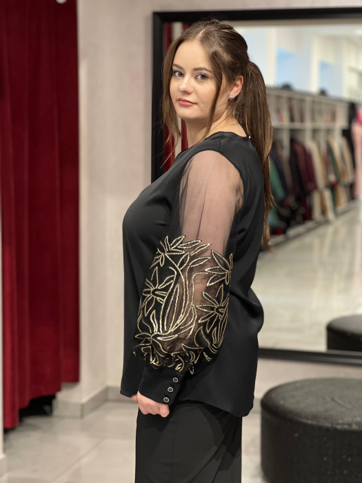Bluză neagra cu tulle Linda [3]