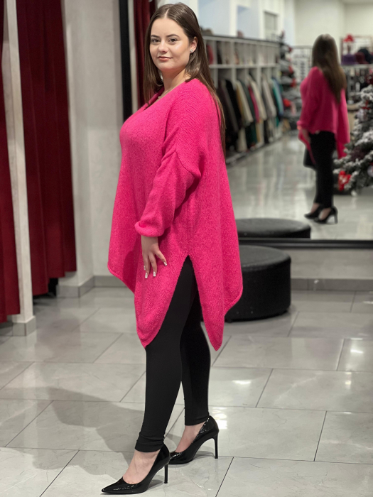 Pulover roz asimetric cu colț [2]