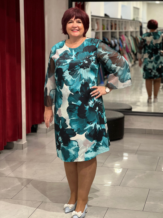 Rochie scurta cu model floral si strasuri 9855 [1]