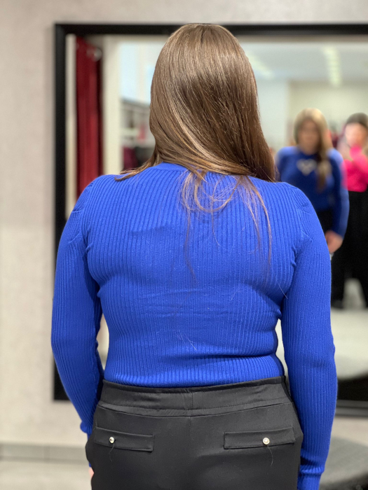 Bluza dama albastra model inimă [3]