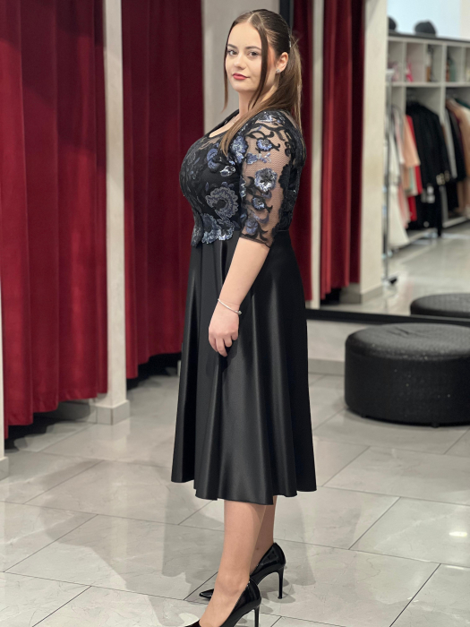 Rochie neagra cu paiete bleumarin mod.555 [3]