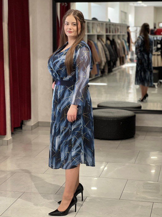 Rochie albastra cu auriu 8110 [3]