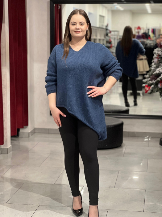 Pulover bleumarin asimetric cu colț [1]