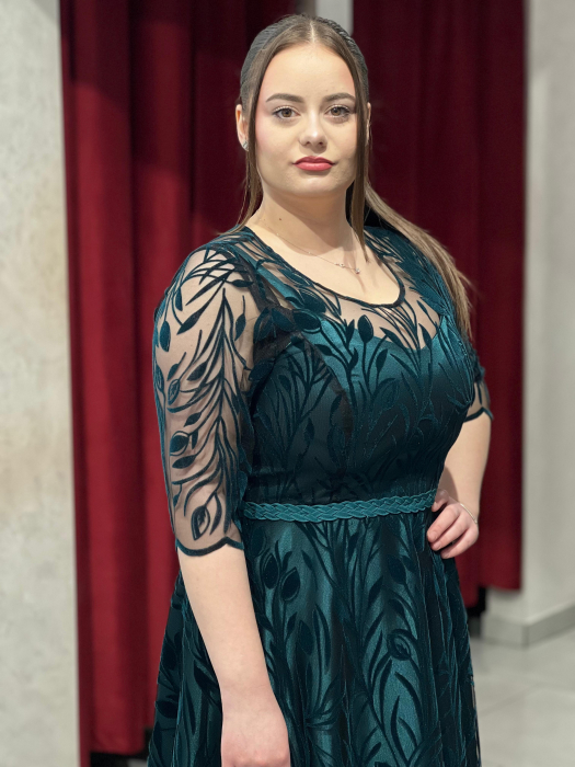 Rochie verde insertii catifea mod.418 [2]