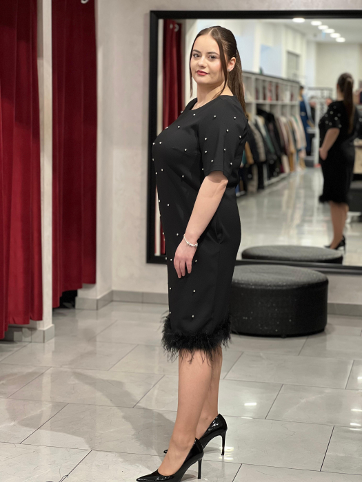 Rochie neagră cu pene și mărgele 306 [3]
