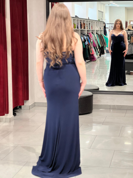 Rochie lunga bleumarin 7035 [3]