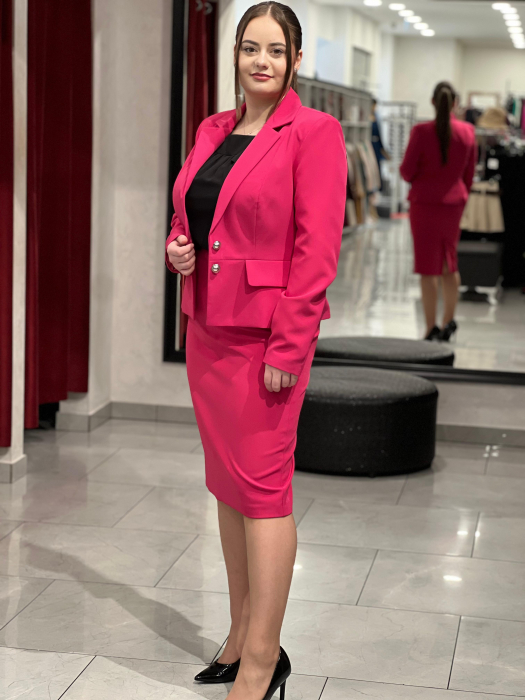 Costum fucsia sacou si fusta 823 [3]
