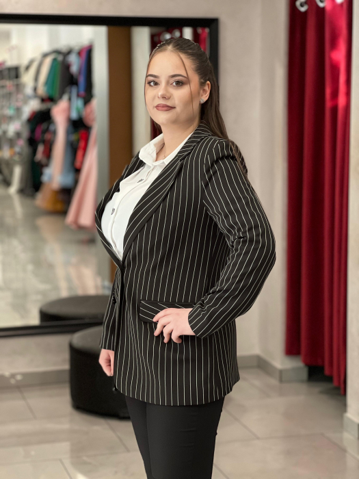 Sacou negru office in dungi  [2]