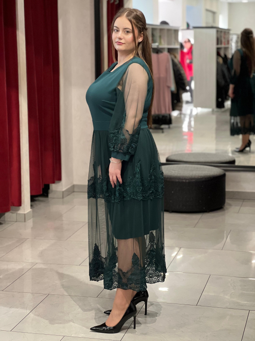 Rochie verde tulle cu dantela Line [3]