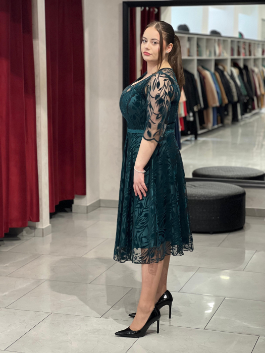 Rochie verde insertii catifea mod.418 [3]