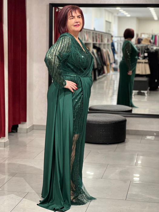 Rochie lunga verde cu trena 2277 [4]
