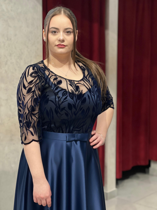 Rochie bleomarin tulle si tafta satinata mod.528 [2]