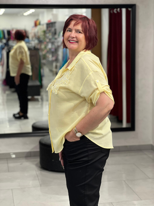 Camasa galbena cu dungi si broderie 12769 [2]