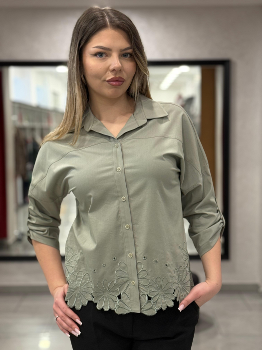 Cămașă kaki cu broderie 12410 [3]