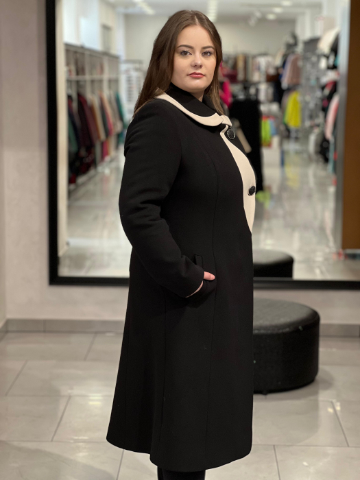 Palton damă 842 negru și bej [2]