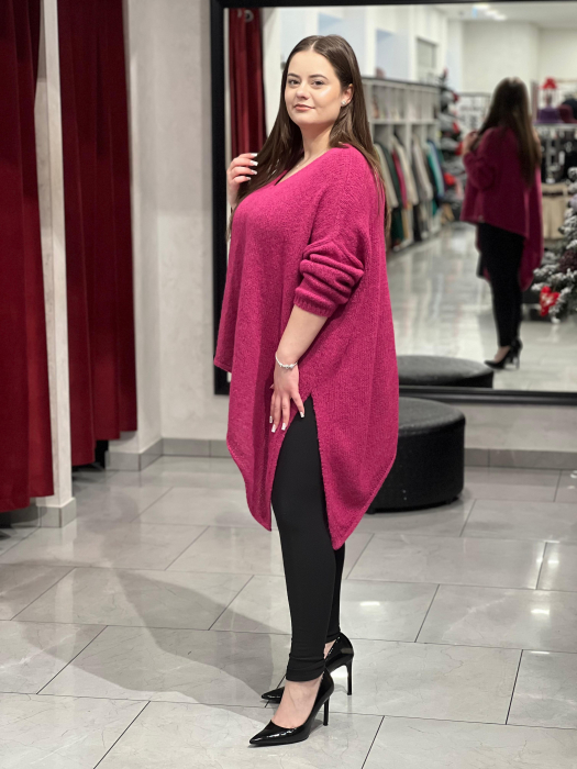 Pulover fucsia asimetric cu colț [3]