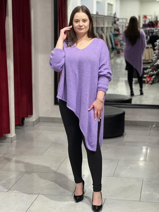 Pulover lila asimetric cu colț [1]