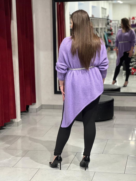 Pulover lila asimetric cu colț [7]