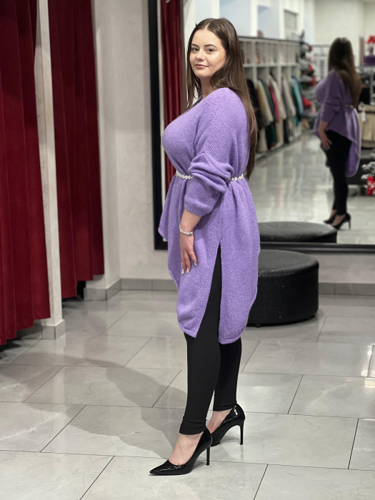 Pulover lila asimetric cu colț [5]