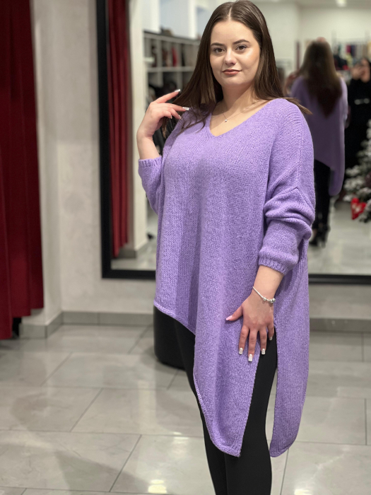 Pulover lila asimetric cu colț [3]