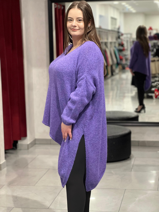 Pulover mov închis asimetric cu colț [2]