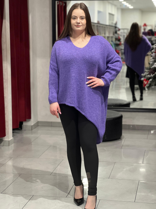 Pulover mov închis asimetric cu colț [1]