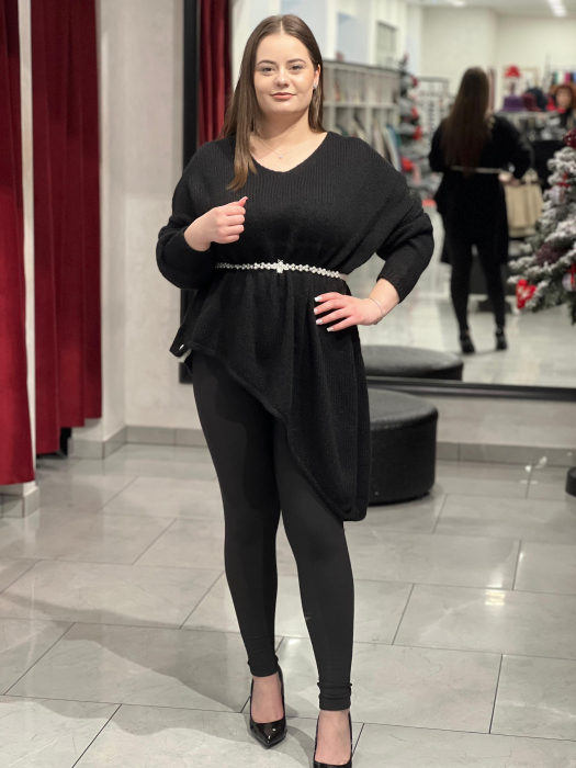 Pulover negru asimetric cu colț [3]