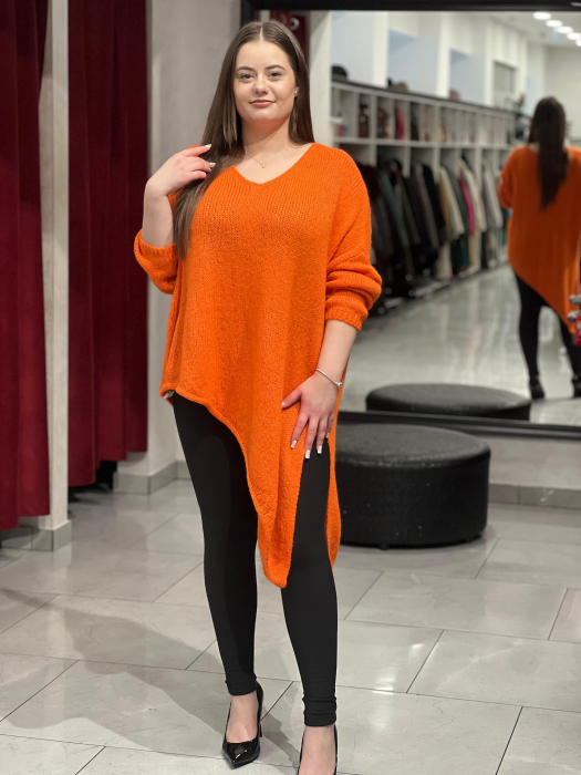 Pulover portocaliu asimetric cu colț [1]