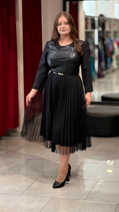 Rochie piele eco si tulle [1]