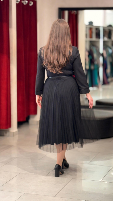 Rochie piele eco si tulle [4]