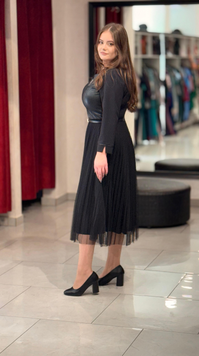 Rochie piele eco si tulle [2]