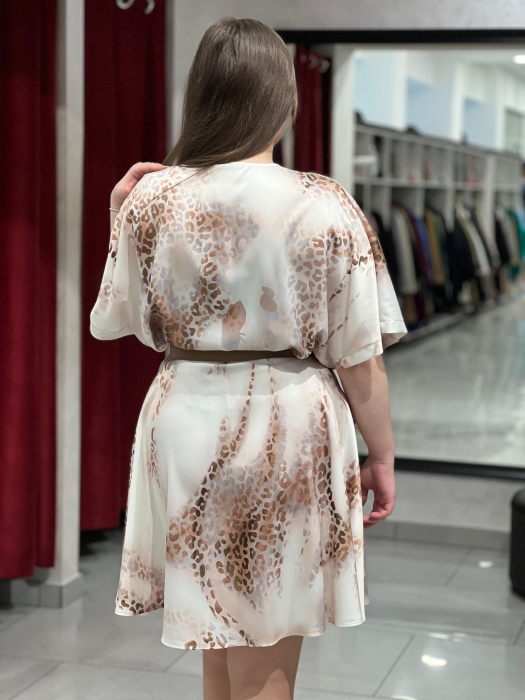 Rochie bej cu turcoaz satin 1043 004 [3]