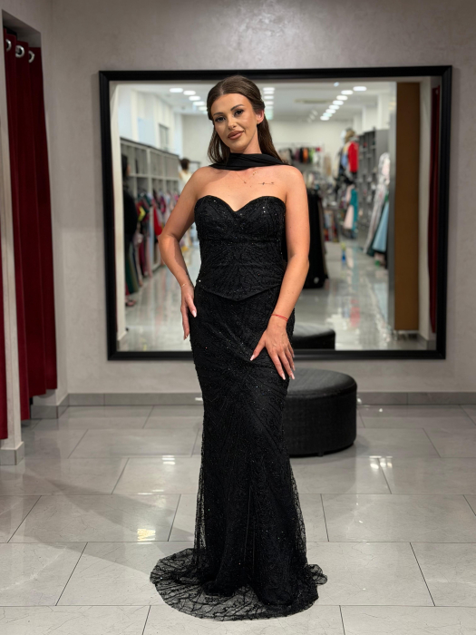 Rochie neagra cu esarfa detasabila [3]