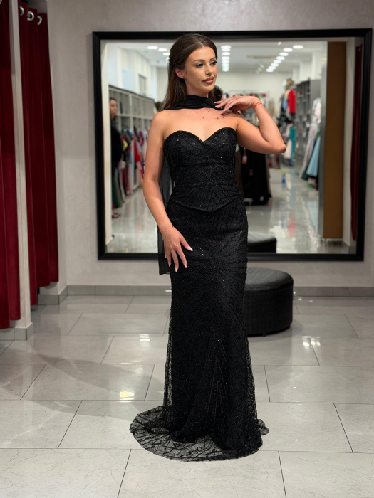 Rochie neagra cu esarfa detasabila [2]