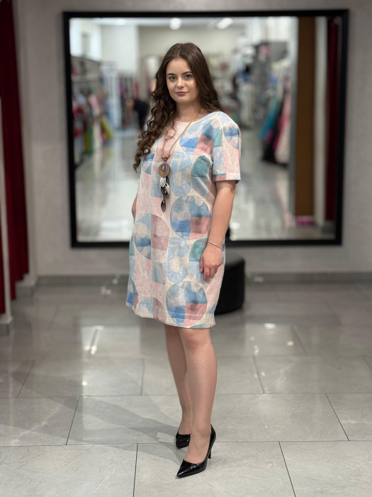 Rochie bumbac cu model albastru mod. 204 [2]
