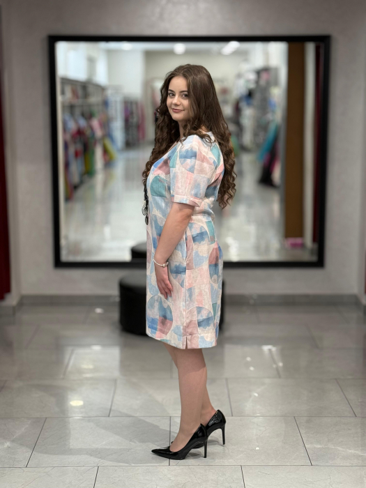 Rochie bumbac cu model albastru mod. 204 [3]