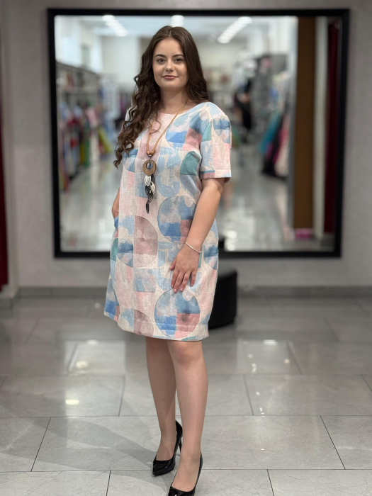 Rochie bumbac cu model albastru mod. 204 [1]