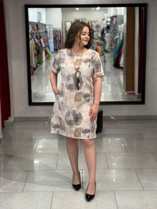 Rochie bumbac cu model maro mod. 204 [2]