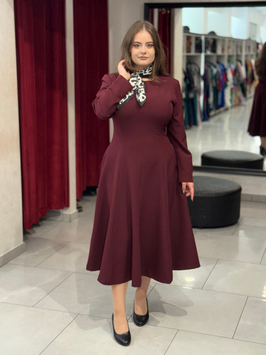 Rochie burgundia cu esarfa [3]
