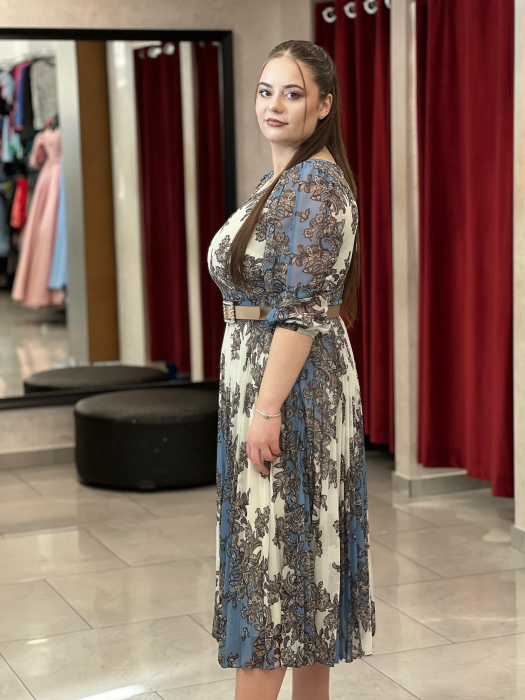 Rochie alba cu pliuri 1211 [2]