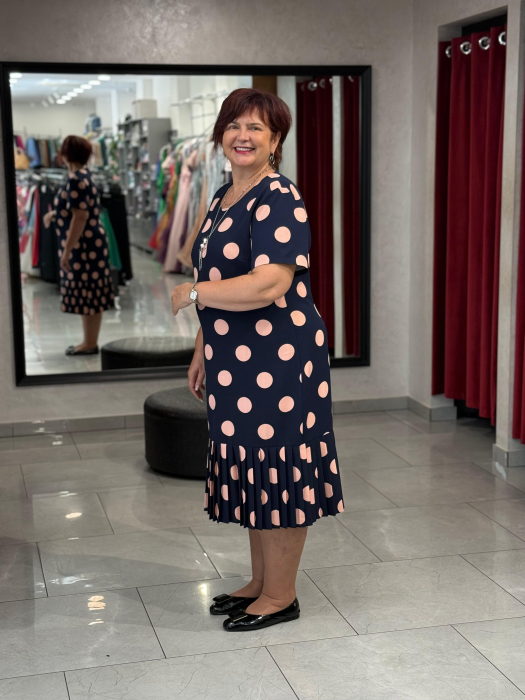 Rochie bleomarin cu buline roz 4259 [2]