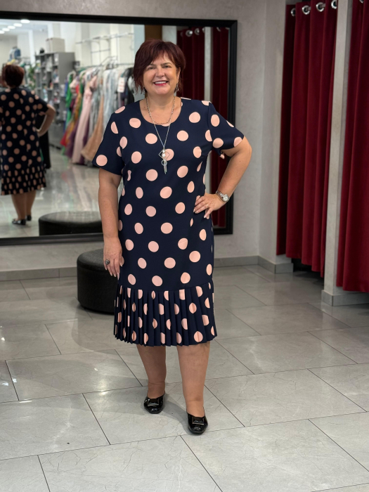 Rochie bleomarin cu buline roz 4259 [1]