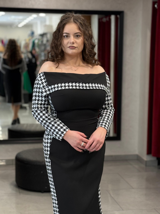Rochie neagra cu model alb 5144 [2]