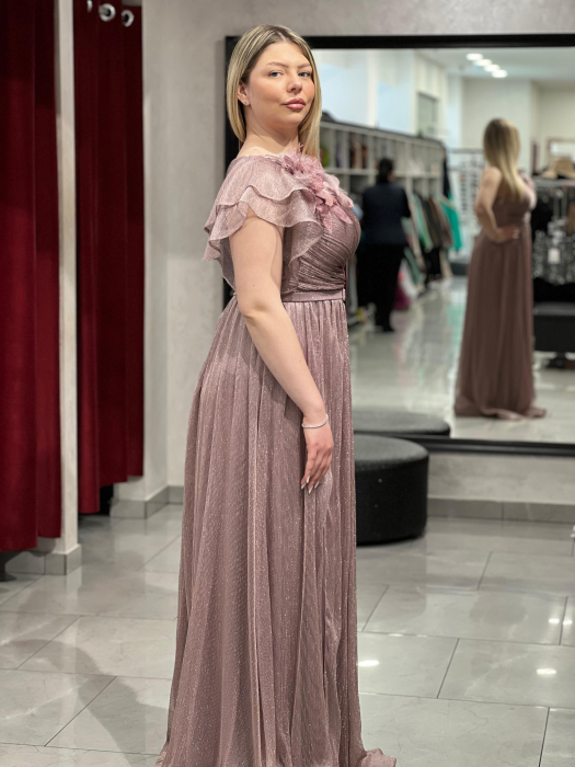 Rochie evazata roz Bella 5013 [3]
